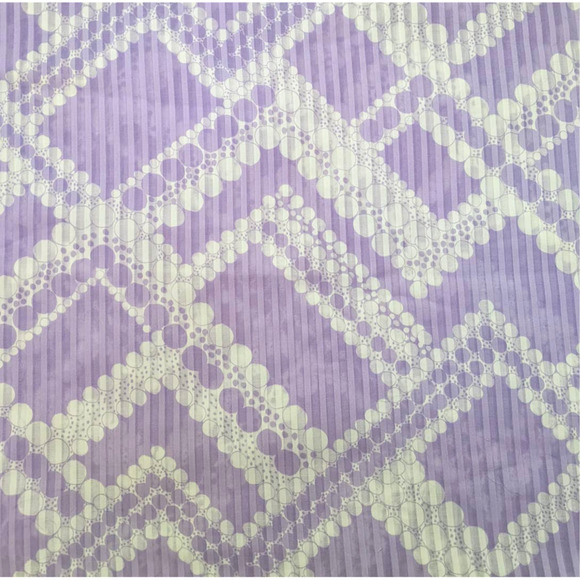 Vintage 60's 70's Light Purple White Optical Illusion Dimity-like Fabric 2 Yds - Picture 1 of 6